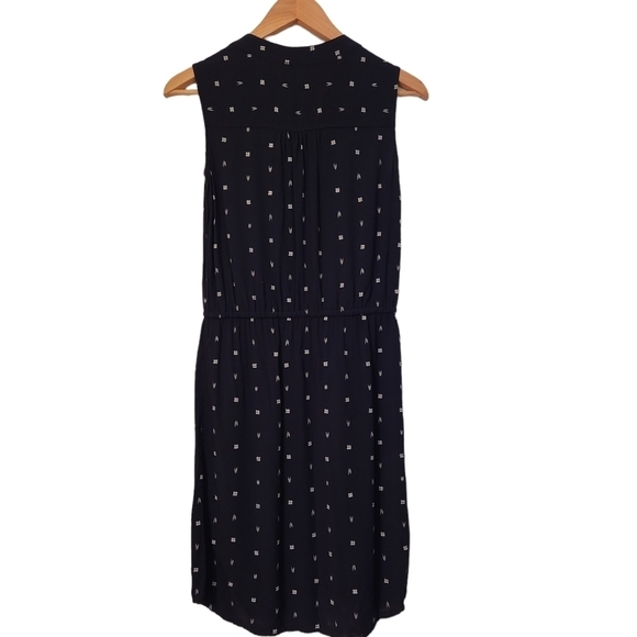 Gap navy blue white sleeveless v-neck mid dress - Picture 6 of 11